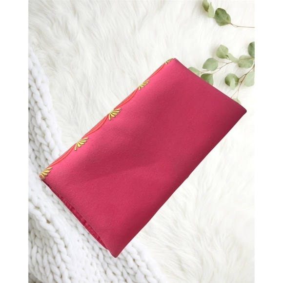 Pink and Gold Geometric Art Deco Pattern Clutch Purse Gold Chain Bag - Picture 3 of 6